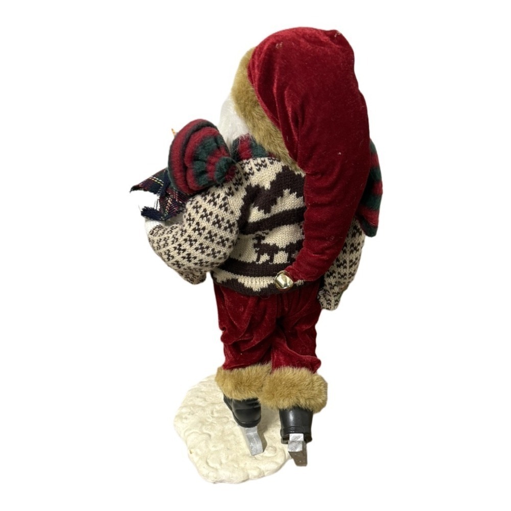 Wooden Ice Skating Santa Statue Snowman Figure 20" Christmas Decoration - Picture 3 of 5